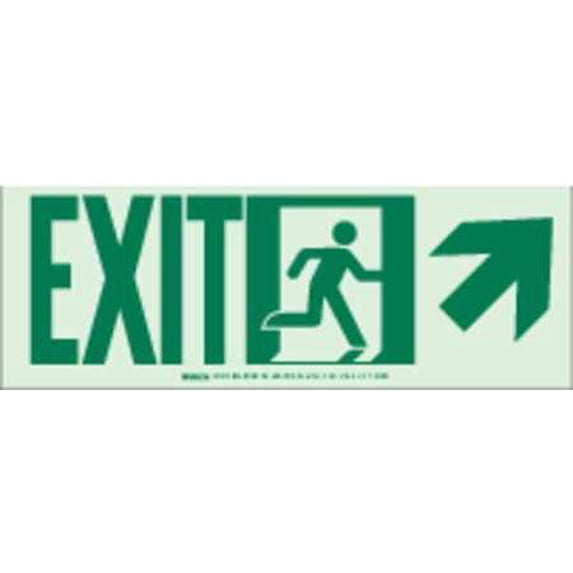 BRADY 81820 Exit Sign, 5 x 14In, GRN/WHT, Exit, ENG, SURF