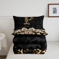 thumbnail image 5 of Manfei Cheetah Initial P Full Size Comforter Sets,Leopard Print Bedding Comforter Set,Black Brown,Black Reversible,3 Pieces,1 Comforter and 2 Pillowcases, 5 of 7