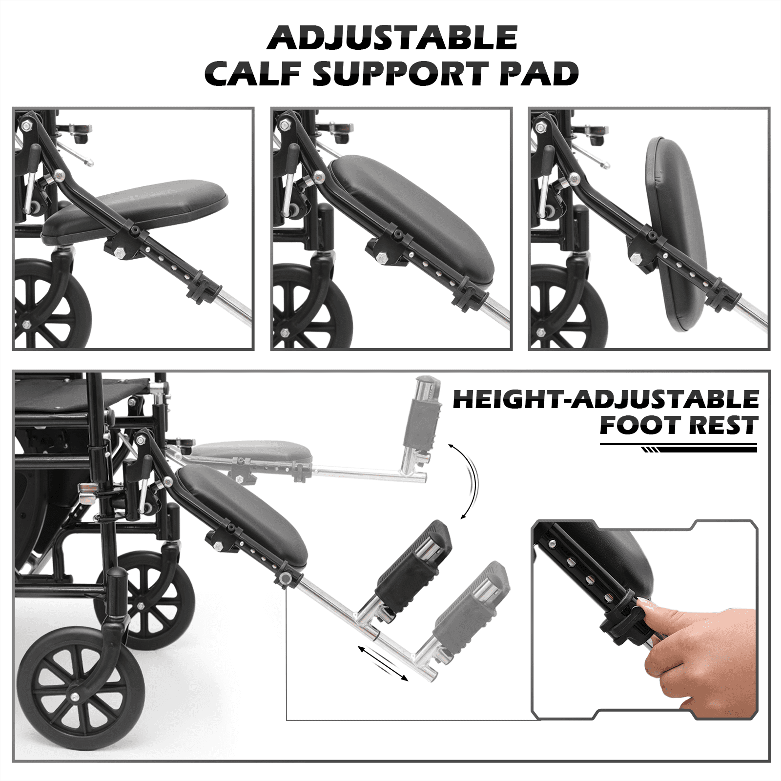 monicare *FDA APPROVED* Reclining Wheelchair with 24" Wheels, Recliner Folding Wheelchair with Swing Away Elevating Leg Rests, Detachable Armrests, Supports up to 300 lbs, Black