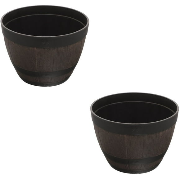 HLONK 2pcs Large Planter Pot Barrel Planter Garden Tree Planter Large Planter Garden Flower Pot for Patio