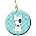 thumbnail image 2 of Carolines Treasures BB1147CO1 Checkerboard Blue Bull Terrier Ceramic Ornament  3 in multicolor, 2 of 2