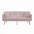 thumbnail image 5 of Modern Velvet Futon Sofa Bed 220cm with Gold Metal Legs, 5 of 6