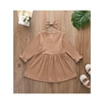 thumbnail image 3 of Qiylii Kids Girls Dress, Solid Long Sleeve Ribbed Knitted Dress+Head Wear, 3 of 8