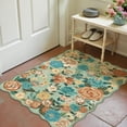 thumbnail image 3 of WIP0NKEN 2x3 Floral Area Rugs Machine Washable Non-Slip Botanical Scalloped Rug for Living Room Bedroom, Modern Farmhouse Floor Mat with Vintage Flowers Pattern, Home Decor Indoor Low Pile Green, 3 of 8