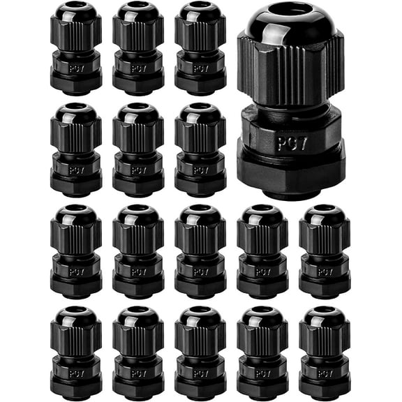 Bates- Cable Gland, PG7, 20 Pack, 3-6.5 mm Cable Gland Connectors, Nylon Strain Relief Cord Connector