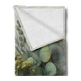 thumbnail image 2 of Ambesonne Eucalyptus Leaves Fleece Throw Blanket Love of Nature 70"x90" Mustard and Reseda Green, 2 of 5