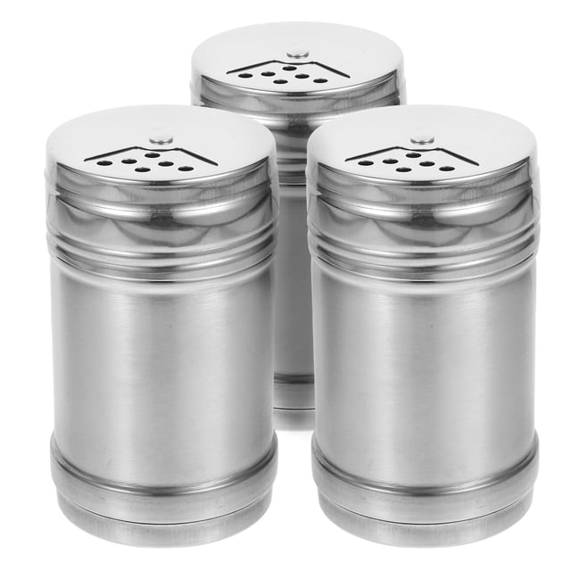 3 Pcs Stainless Steel Seasoning Shaker Pepper Salt Sugar Spice Powder Cooking Tools Household Outdoor Barbecue Seasoning Bottle - Size L Random Color