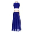 thumbnail image 3 of iiniim Womens Lyrical Dance Costume Sleeveless Crop Top with Side Split Skirt Ballet Dancewear Navy Blue M, 3 of 7
