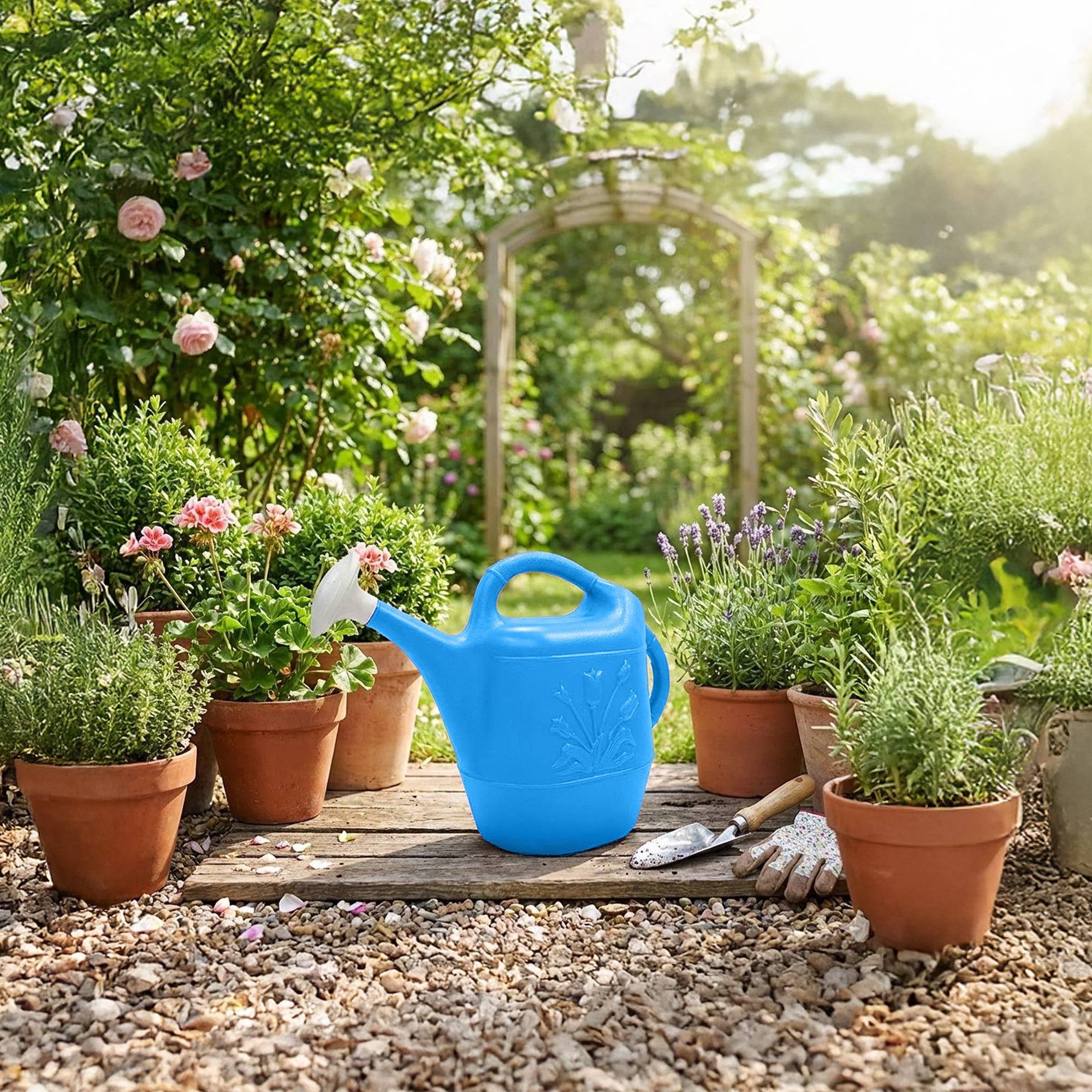Union Products 63066 2 Gallon Garden Plastic Watering Can, Caribbean Blue
