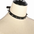 thumbnail image 5 of Dark Pointed Rivet Leather Collar Neckband Black W6K9, 5 of 6