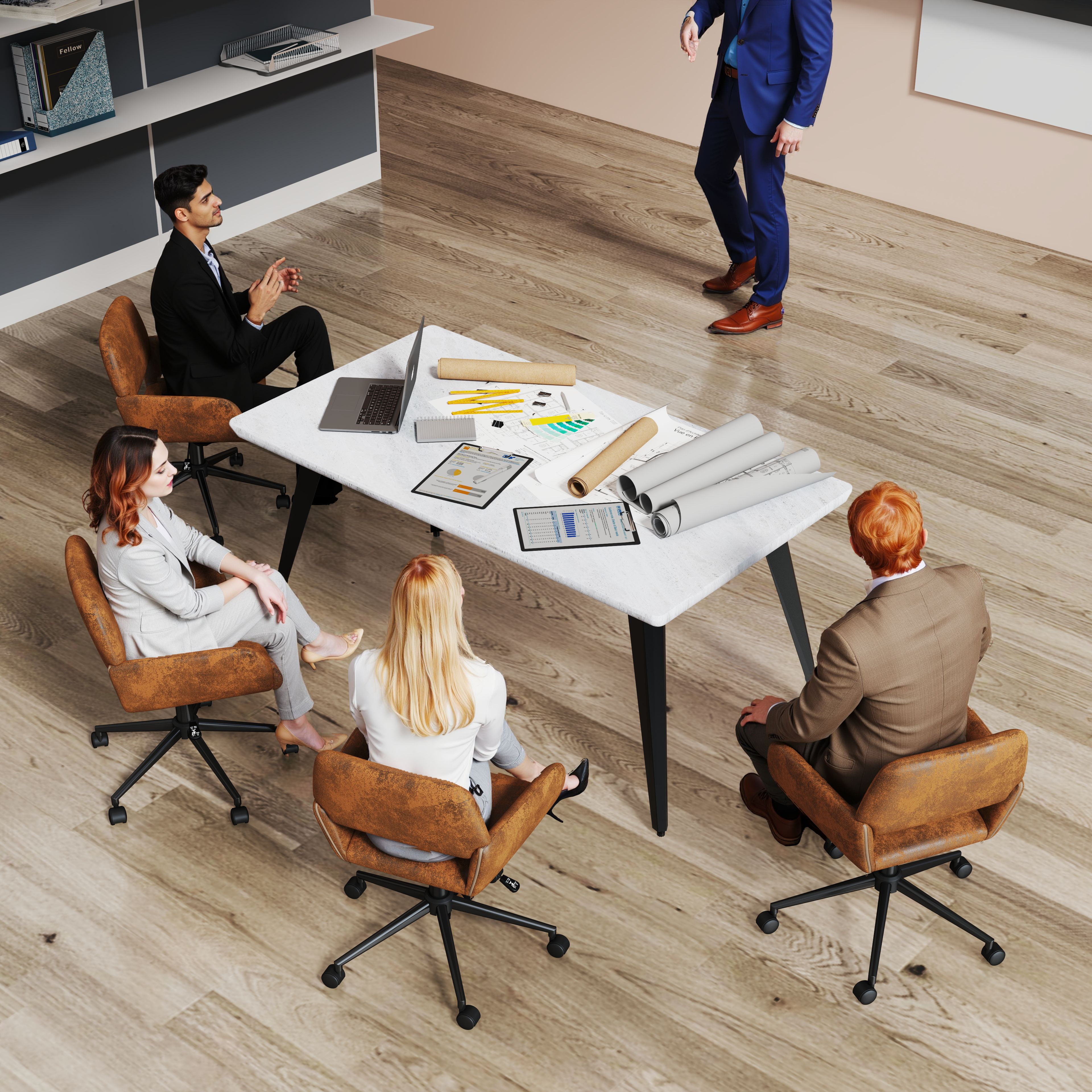 Homy Casa Desk Chair, Adjustable Task Office Chair with Faux Suede Upholstery, Ergonomic Backrest, Swivel, Brown