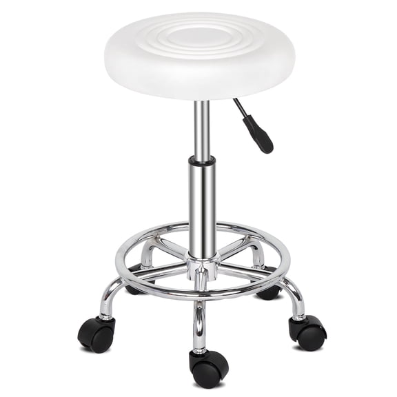 Ktaxon PU Leather Rolling Salon Stool, Height Adjustable Spa Drafting Tattoo Work Massage Stool Task Chair