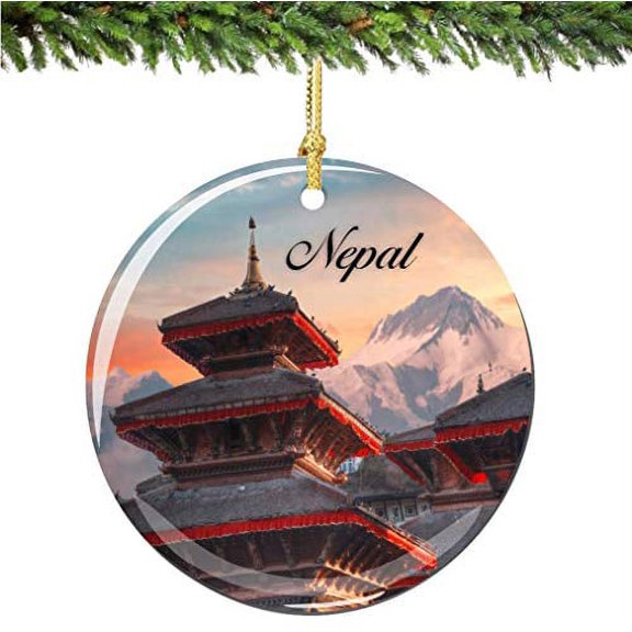City-Souvenirs Nepal Christmas Ornament Porcelain Double Sided 2.75 Inches