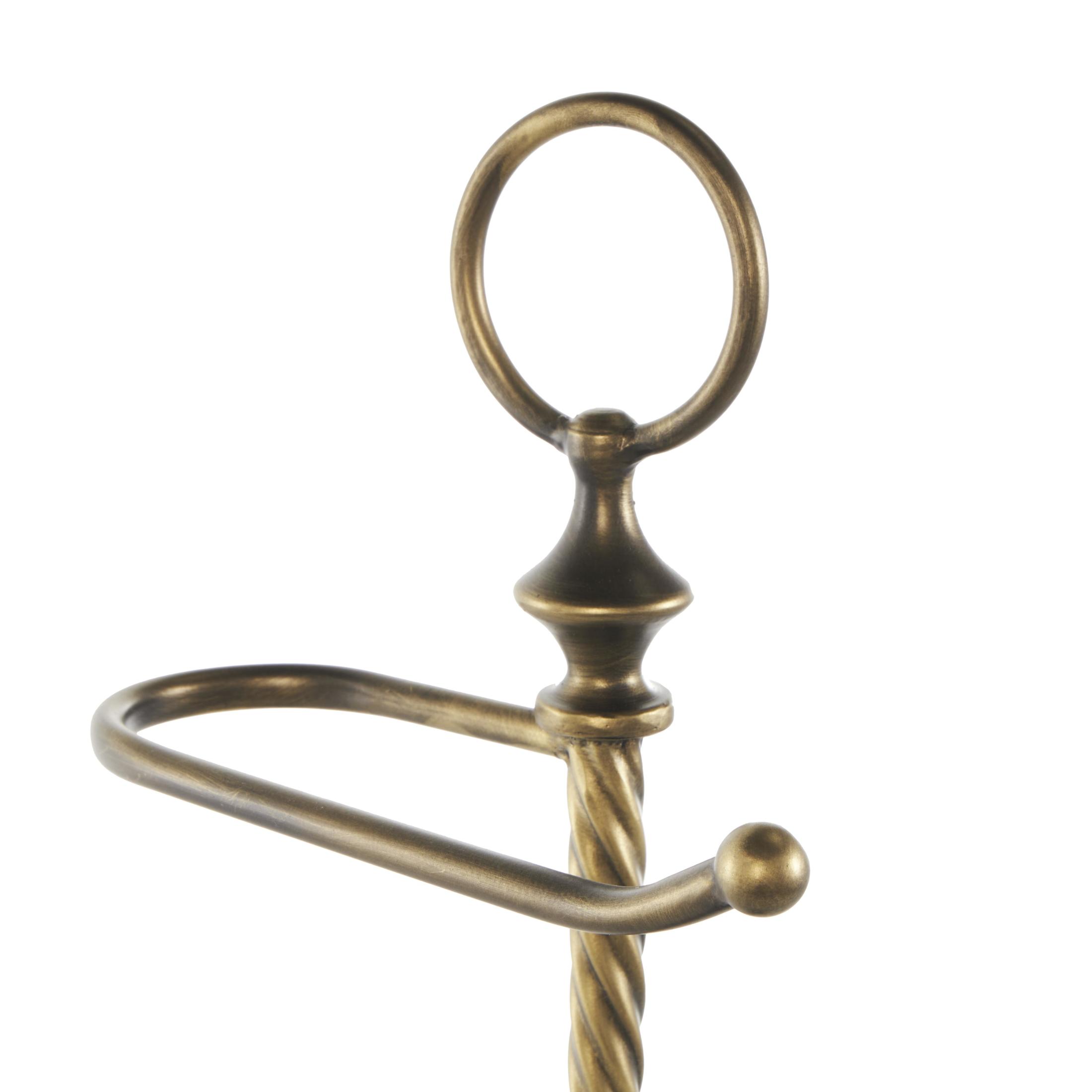 DecMode Brass Toilet Paper Holder with Twisted Stand and Ring Top