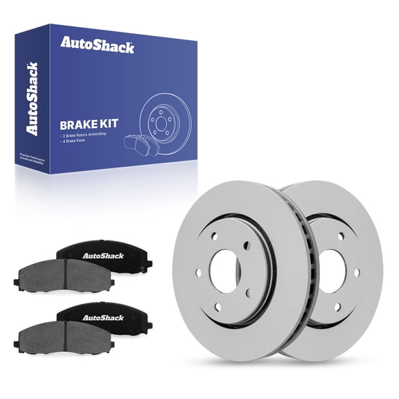 AutoShack Front Vented Coated Brake Rotors   Ceramic Pads 6-PC Brake Kit Replacement for 2015-2016 Chrysler Town & Country ArmorStop 11.89" (302 mm)