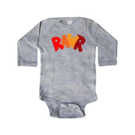 

Inktastic Rawr Distressed Text in Red and Orange Gift Baby Boy or Baby Girl Long Sleeve Bodysuit