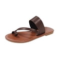 thumbnail image 2 of Womens Flat Sandals,Women's Dressy Flat Sandals Comfortable Slip On Leather Slide Sandals Flip Flops for Women Lightweight Casual Walking Slippers Womens Summer Beach Slides Footwear,Coffee,8, 2 of 5