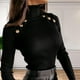 thumbnail image 4 of Suéter informal suave de cuello alto de punto para mujer, Jersey informal fino de manga larga a rayas, ropa elástica Negro Yuyangstore Suéter de tortuga de mujeres, 4 of 8