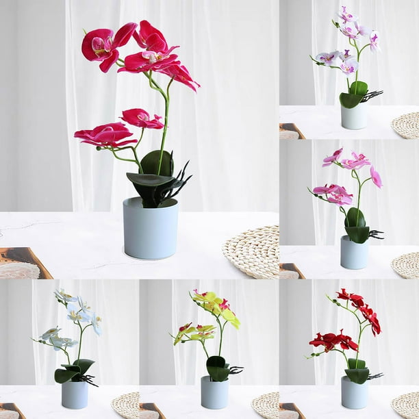 Windfall Decorative Real Touch Silk Orchid Bonsai, Artificial Flowers with Flower Pots Fake