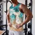 thumbnail image 5 of Gukieu Ocean Wave Crash Print Men's Quick Dry Fitness Vest, Round Neck Sleeveless Fitness Bodybuilding Top-XX-Large, 5 of 7
