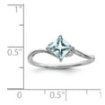 thumbnail image 2 of White Sterling Silver Ring Band Gemstone Diamond Aquamarine Blue, 2 of 2