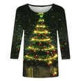 thumbnail image 3 of asdoklhq Plus Size Fall Tops Christmas Women's Fashion Tees Casual Crewneck 3/4 Sleeve Loose T Shirt Ladies Blouses Shirts Multicolor 4X, 3 of 4