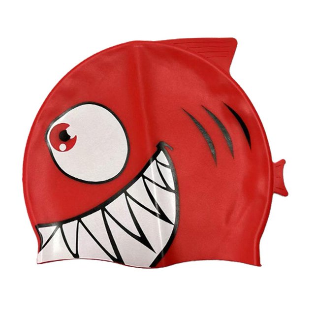 Silicone Kids Swimming Cap with Fun Shark Design for Water Protection and Comfort
