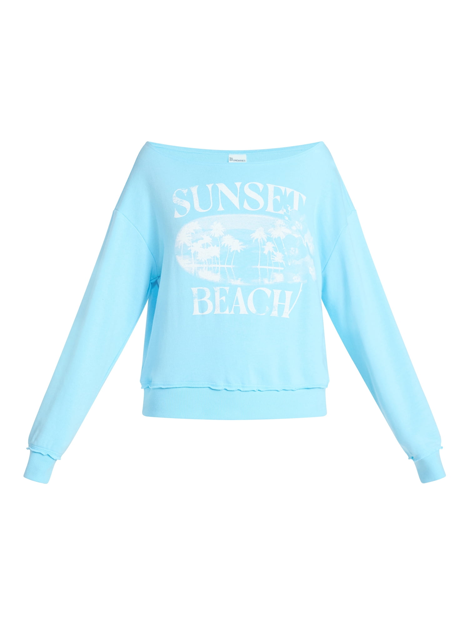 No Boundaries Off the Shoulder Sweatshirt with Long Sleeves, Women’s and Women's Plus XXS-4X