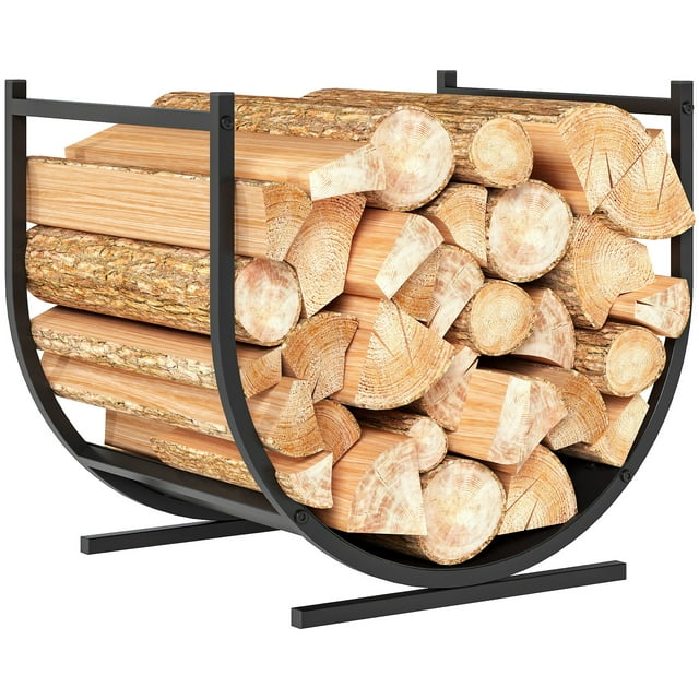 Outsunny Firewood Rack Outdoor, 17 Inch Log Holder for Fireplace Storage