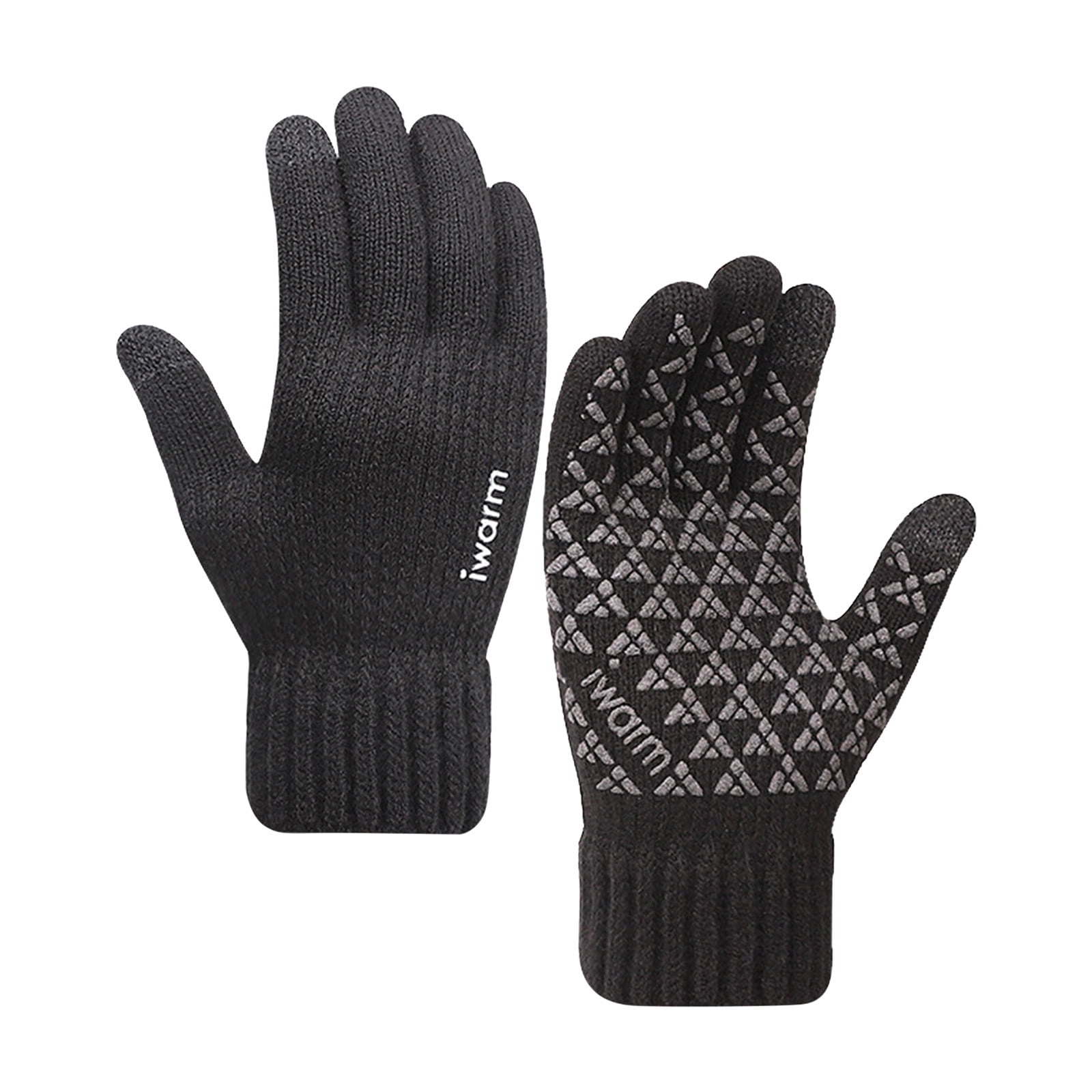 Warm Winter Knit Gloves, Full Coverage Insulation, Fleece Lined