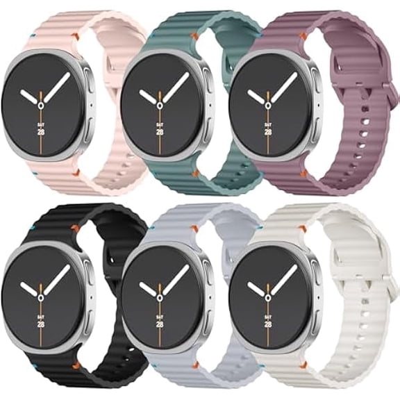 xixishop 6 Pack Sport Bands Compatible for Samsung Galaxy Watch 8 Band 40mm 44mm/ Galaxy Watch 8 Classic Bands 46mm (2025), No Gap Soft Silicone Replacement Strap for Galaxy Watch 8 Men Women
