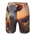 thumbnail image 3 of Goofa Sunset Calf Flower Field Printed Mens Swim Trunks Summer Quick Dry Short Beach Swimwear Bathing Suits-X-Large, 3 of 9