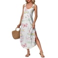 thumbnail image 2 of Minjewel Long Easter Printed Vest Dress Sleeveless Side Slit for Women, Summer Maxi Dress Lightweight Flowy Boho Style Spring Holiday Outfit,White,XL, 2 of 6