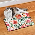 thumbnail image 2 of Colorful Extra Large Floral Dog Bowl Mat - Floral Print Pet Food Mat with Wildflower and Butterfly Illustration, 2 of 5