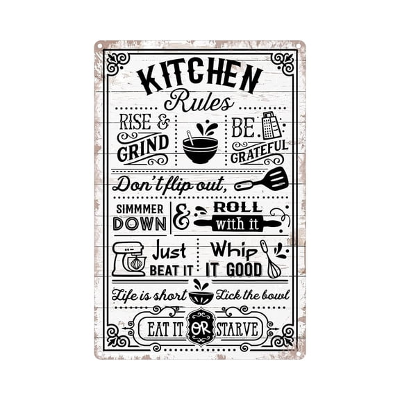 Funny Kitchen Quote Metal Tin Sign Wall Decor Farmhouse Rustic Kitchen Wall Art Decor Sign for Home Kitchen Coffee Shop Decor Gifts Size: 8 x 12 inch