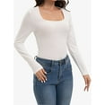 thumbnail image 3 of Womens Long Sleeve Square Neck Shirts Basic Slim Fit Tee Tops, 3 of 5