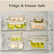Glasslock Sens 3 Cup Rectangle Glass Food Storage Containers with Lids, Set of 2, Clear