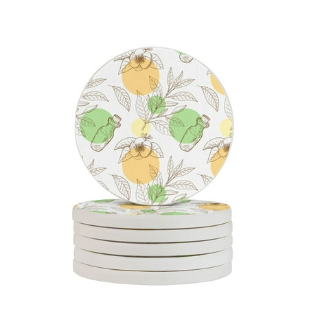 

Circular Drink Coasters Set Tea Patt Pattern Beautiful Home Decor Diatomite Heat-Resistant Diatomite Protect Table Countertop
