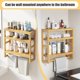 thumbnail image 5 of Estantes organizadores de baño Estante flotante de 3 niveles con barra para colgar sobre el inodoro Estante de pared para baño Organizador de baño de pared ajustable (natural), 5 of 7
