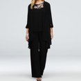 thumbnail image 4 of Cárdigan Vestido de gasa de 3 piezas, traje ahuecado para mujer, cárdigan, chaleco, pantalones, traje de vacaciones Kuymtek Negro T L para Mujer, 4 of 6