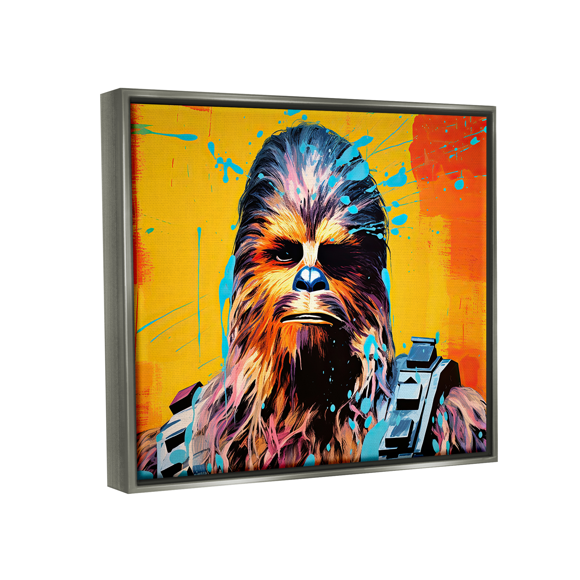 Stupell Industries Urban Splash Sci-Fi Creature Fairy Tales & Fantasy Painting Gray Floater Framed Canvas Art Print Wall Art, 31 x 25
