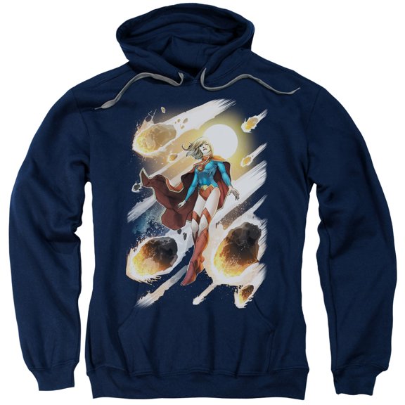 Trevco Jla-Supergirl No.1 - Adult Pull-Over Hoodie - Navy- Large
