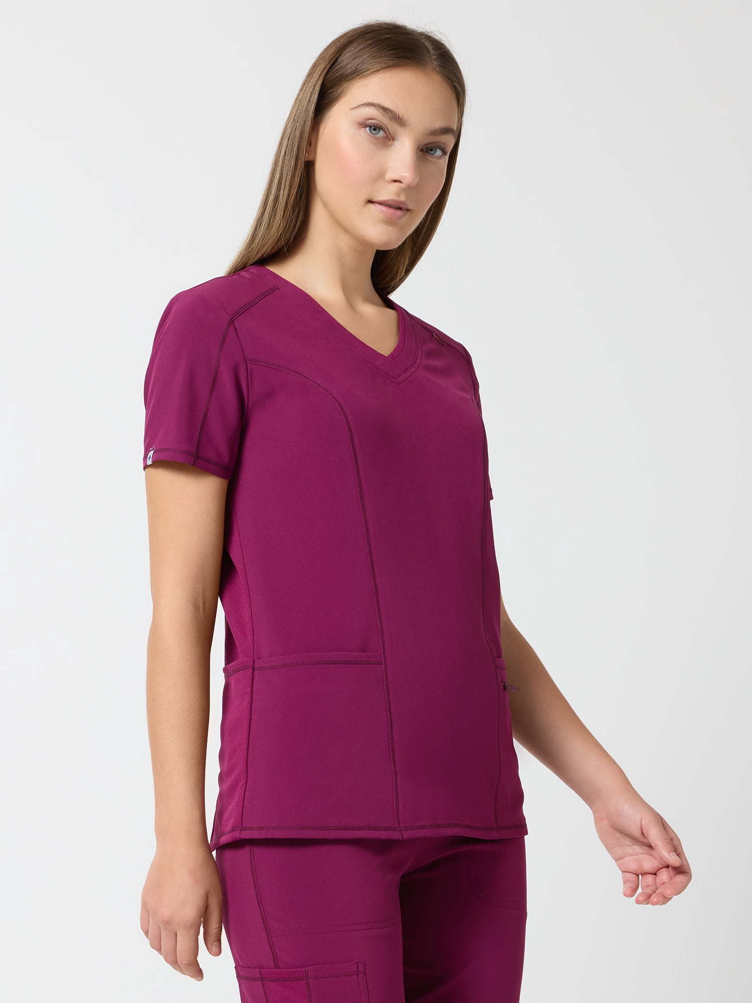 Scrubstar Performance Women’s Shaped Antimicrobial Mesh Panel V-Neck Scrub Top, Sizes XS–3XL