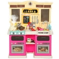 thumbnail image 1 of Qaba Kids Kitchen Playset with Real Lights and Sounds, Pink, 1 of 10