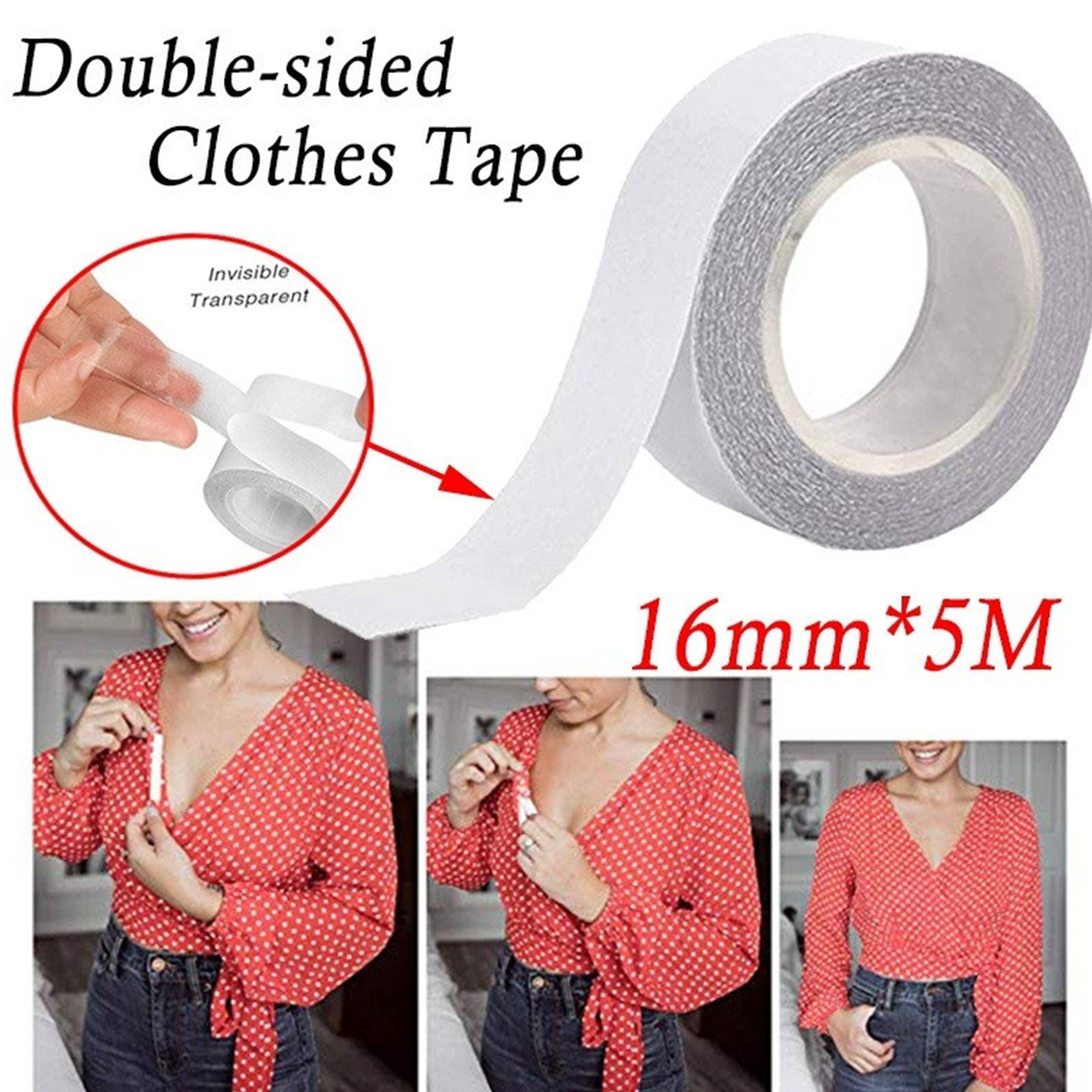Secopad Double Sided Tape for Clothes, 60 Pack Fashion Fabric Tape for  Skin, Strong Adhesive Body Tape for Women, Gentle Clear Dress Tape