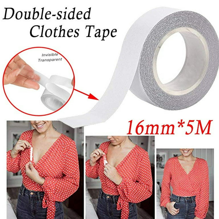 5M Double Sided Clothing Body Tape Strips Safe Sweatproof Waterproof Clear  Transparent Strong Self-Adhesive Lingerie Sticker for Women Dress Clothes 