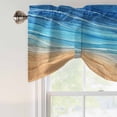 thumbnail image 5 of Abstract Blue Tie Up Valances Curtain, Adjustable Kitchen Ocean Beach Waves Lines Gradient Valances for Windows Decor, Rod Pocket Short Curtains Set for Bedroom/Bathroom, 42"x12", 5 of 9