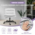 thumbnail image 5 of Criss Cross Legged Chair Ergonomic Home Office Desks Chair with Casters, Armless Wide Comfy Vanity Desk Seat Swivel Rolling Computer Chair, Adjustable Height, Rocking Function, Beige, 5 of 9