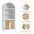 thumbnail image 5 of 5 Tier Arched Bookcase with Rattan Doors, Modern Bookshelf Storage Cabinet, Open Display Shelf, for Home Office Living Room, White, 5 of 8