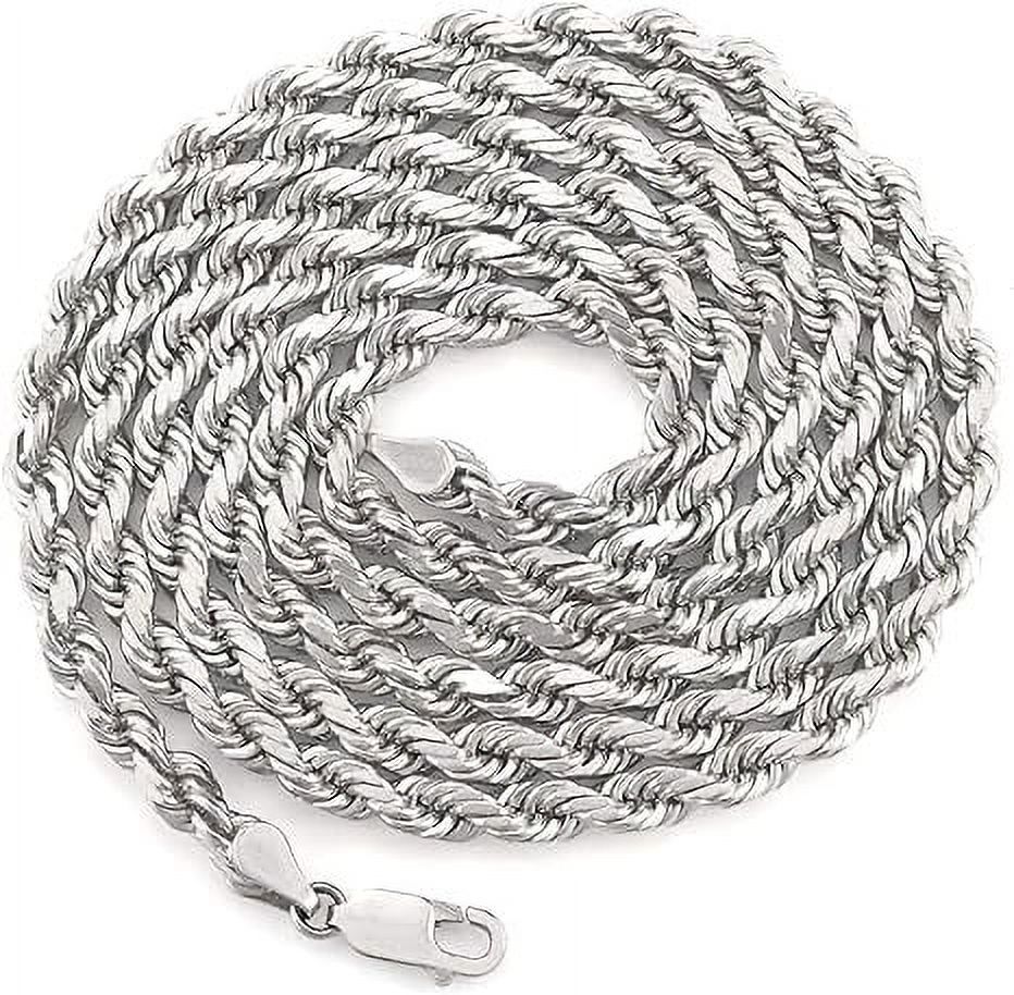 Mens Italian 925 Sterling Silver Diamond Cut Rope Chain Necklace, 6MM - Mens Rope Chain